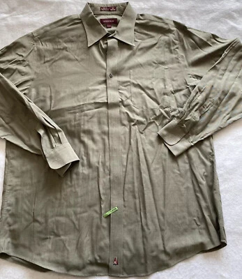 Camisa de vestir Nordstrom manga larga abotonada cuello 17 1/2 pulgadas verde oliva/20-27 Foto 1 de 4