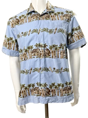 Vintage Hawaiian Shirt Tiki Surf Camp Men XXL Blue Old Navy Festival Beach Party - Image 1 of 4