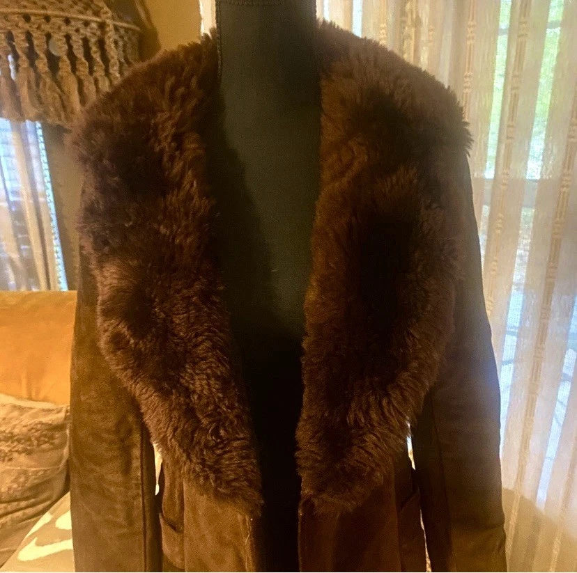 70's Penny Lane Suede and Faux Fur CoatMade in ArgentinaSize: XS - Image 1 of 4