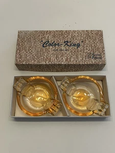 Vintage COLOR KING Ash Tray Set FEDERAL GLASS #402 Tangerine Original Box - Picture 1 of 12