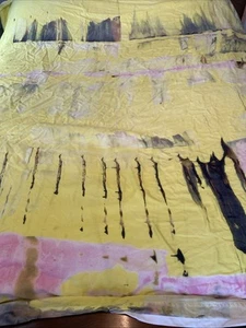 West Elm Duvet Cover Queen 88” X 92” Boho Tie Dyed Yellow Pink Purple READ - Picture 1 of 15