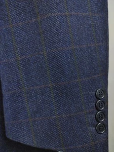 Barney's New York Italy Herren 44R Grün Kariert Weich Tweed Marine Blau Wolle Sport Mantel - Bild 1 von 24