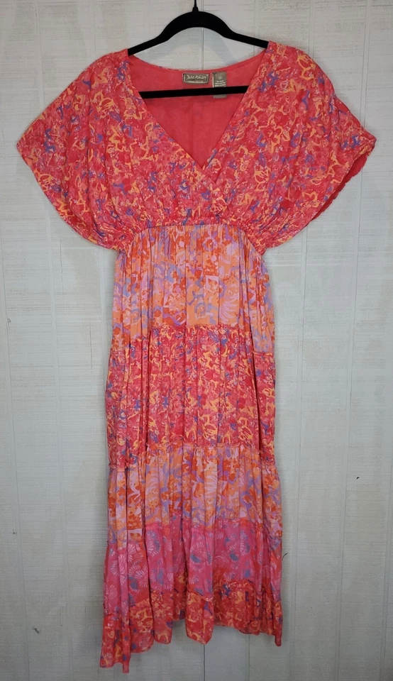 VTG Jane Ashley Dress Sz Cotton Sundress Floral Pink Tiered Cottagecore Prairie - Image 1 of 4