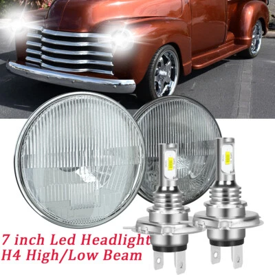 Par de faros LED redondos de 7 pulgadas con haz sellado HI/LO para camioneta Chevy 3100 Foto 1 de 4