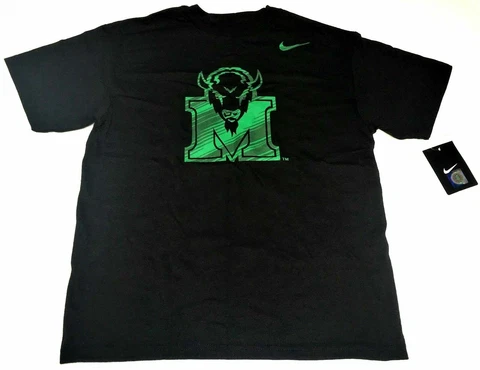 Youth Nike Marshall Thundering Herd T-Shirt Black Green Logo or Football Helmet Cover
