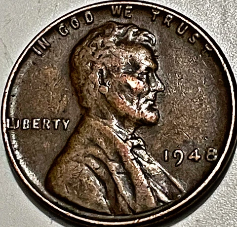 1948 Lincoln Wheat cent Penny rare No Mint Mark. brown tone coin collectible 1c Cover