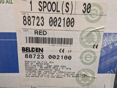New, Belden, 88723 002100, MULTI-PAIR 4COND 22AWG RED 100' - Image 1 of 2