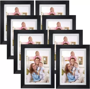 5X7 Picture Frame Set of 8, 6X8 Matted to Display 5 by 7 Photo With - Picture 1 of 12