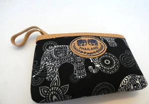 Black Coin Wallet Elephant 3.5x5 Change Purse License Credit Cards Zipper NWOT - Picture 1 of 3