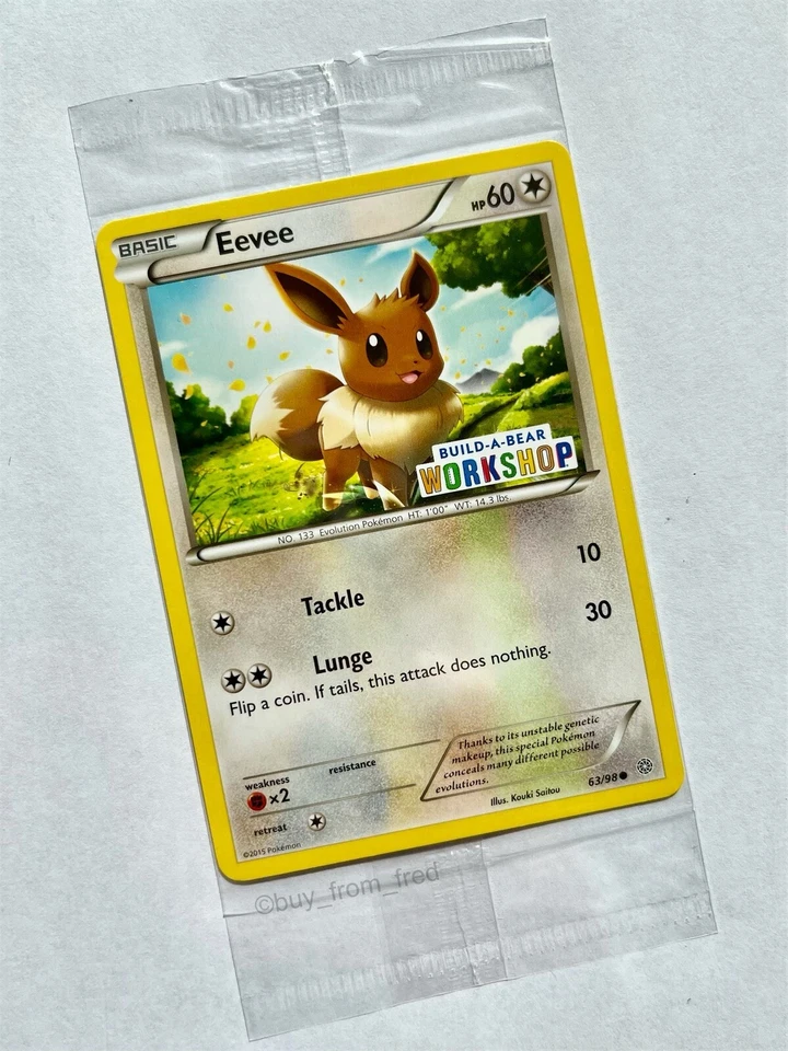 Build a Bear Pokemon Card Workshop Eevee Promo Trading 63/98 SEALED NEW - Image 1 of 1
