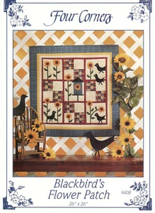 Amsel Blume Patch Quilt Muster 26 x 26 Wandbehang - Bild 1 von 2