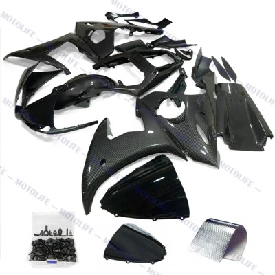 Carbon Fiber Black Fairings Kit For Yamaha YZF R6 03-05 / R6S 06-09 ABS Bodywork - Image 1 of 4
