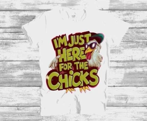 "i'm Just Here For The Chicks" Design T-Shirt, Cute Boys Tee, Funny Graphic Tee - Picture 1 of 2
