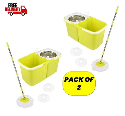Mocio E Secchio 2 Impilabili Secchi Separati Con 2 Testine in Microfibra 2 pezzi - Immagine 1 di 4