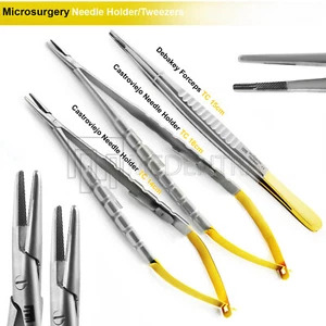 Basic 3 Microsurgery Castroviejo Instrument Micro Suture Dissecting Tools Set - Picture 1 of 2