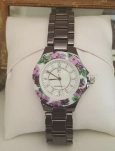 Isaac Mizrahi Live! Ceramic Quartz Watch with Floral Printed Bezel (Brown) - Picture 1 of 8