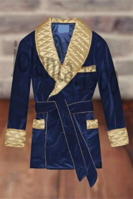 Chaquetas de fumar para hombre batas de terciopelo chaquetas acolchadas con cinturón abrigos de cena fiesta Foto 1 de 4