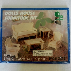 Doll House Wooden Furniture DIY Kits to assemble (Set of 5 rooms) - Picture 1 of 12