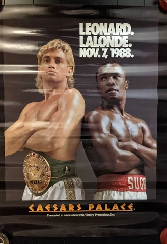 Original Vintage Sugar Ray Leonard vs. Donny Lalonde  Boxing Fight Poster 1988 * Cover