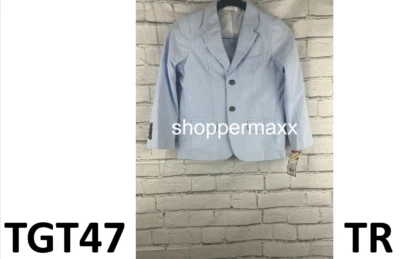 Boys' Seersucker Striped Suit Jacket - Cat & Jack, Blue, Size 4 - Image 1 of 4