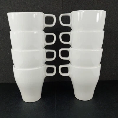 Juego de 8 tazas de té de café blancas IKEA FARGRIK de 8 oz de gres apilables #19894 Foto 1 de 4