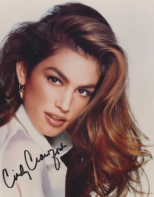 CINDY CRAWFORD Original Autogramm 20x25 Großfoto Top Portrait frühe Signatur - Bild 1 von 2