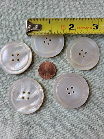 5 Antique Large Mother of Pearl Button Magnificent Colors on back 1 1/2" wide Cover