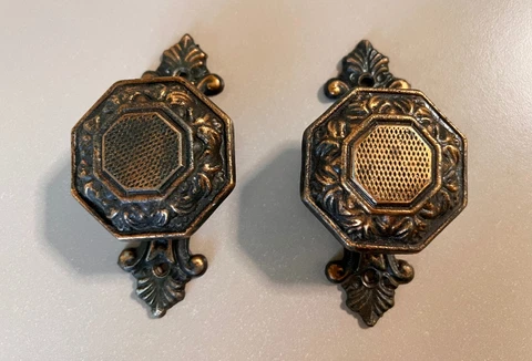 Decorative Large Ornate Silumin Copper Door Handle Pulls Soviet Vintage USSR NOS Cover