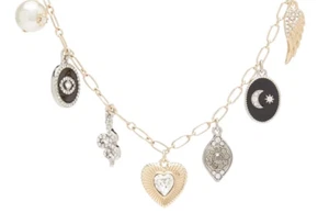 Alex&Ani Multi-Charm Celestial Paperclip Chain Necklace NWT Moon/Snake/Evil Eye+ - Picture 1 of 6