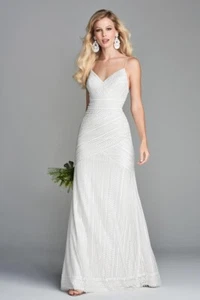Wedding dress 10-12 by Watters, BNWT, perfect for beach wedding/vow renewal - Picture 1 of 11
