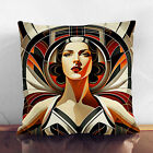 Plump Cushion Art Deco Woman Precisionism Soft Scatter Throw Pillow Cover Filled