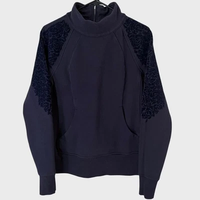 Sudadera Lululemon Floral Flock Pullover Azul Para Mujer Talla 8 Reverso 1/4 Cremallera Foto 1 de 4