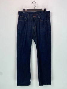 Tommy Hilfiger Dark Blue Solid Jeans Straight Button Zip Contrast Stitching W34 - Picture 1 of 12