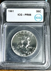 1961 ICG PR66 Franklin Half Dollar 50c US Mint Silver Liberty Bell - Picture 1 of 4