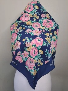Vtg Pierre Balmain Handkerchief Neckerchief Bandana Floral Silk Square 34"X33" - Picture 1 of 15