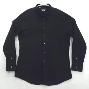 Camisa Dolce & Gabbana Para Hombre 16.5 42 Negra Pana Sicilia Abotonada Hecha en Italia - Imagen 1 de 9