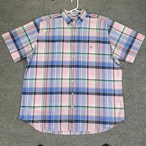 Polo Ralph Lauren Hemd Herren 2XL Tall Blau Kariert Kurzarm Knopfleiste Preppy - Bild 1 von 8