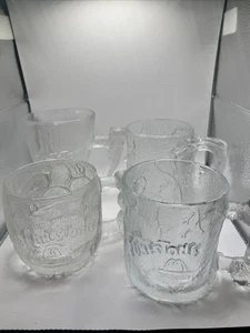 McDonalds (RocDonald's) "Flintstones" Frosted Glass Mugs Complete Set of 4 1993 - Picture 1 of 2