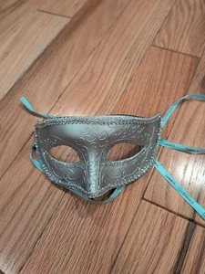 Venetian Carnival Mask Silver/Blue By Lamarca - Picture 1 of 2