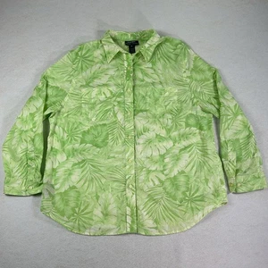 Lauren Ralph Lauren LRL Women's Shirt 2XL Green Floral Long Sleeve Button Up - Picture 1 of 13