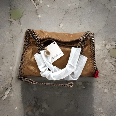 AUTH $1350 Stella McCartney Mini Falabella Eco Shiny Dotted Chamois Shoulder Bag - Image 1 of 4