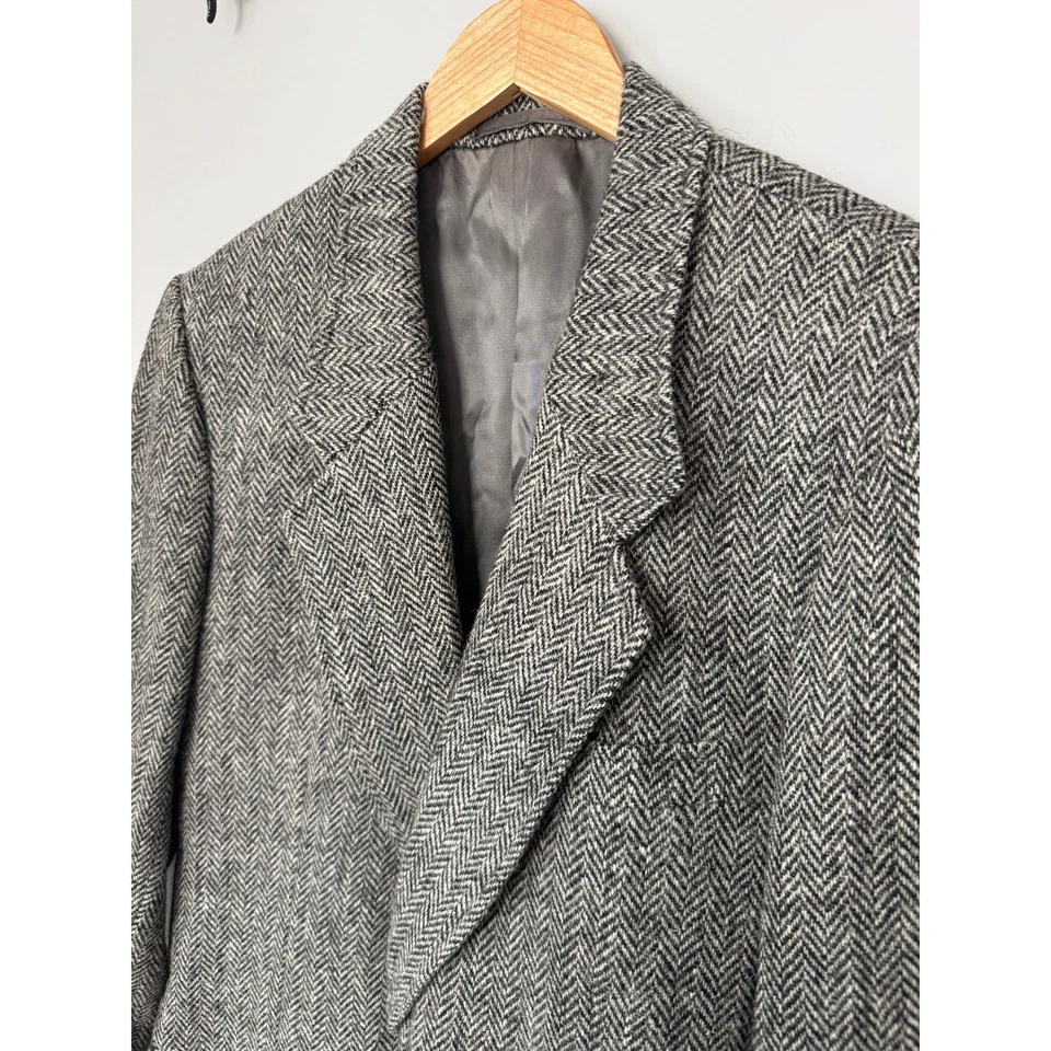Jaqueta Harris Tweed Blazer de Lã Espinha de Arenque Tecido à Mão Casaco Esportivo Clássico Masculina 44L - Imagem 1 de 4