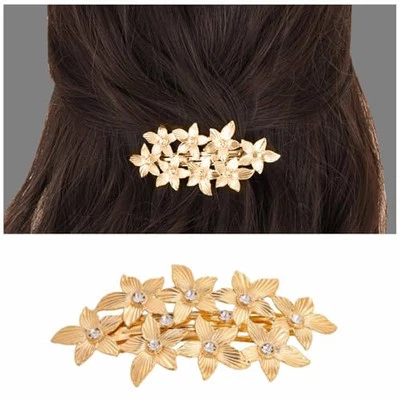 Boho Rhinestone Flower Bridal Hair Clips Crystal Flower Hairclip Barrette  - Image 1 of 4