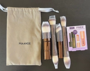 MAANGE Makeup Brush Set 5 Pcs Makeup Brushes Premium + TARTE MUST HAVE MINIS TRI - Picture 1 of 4