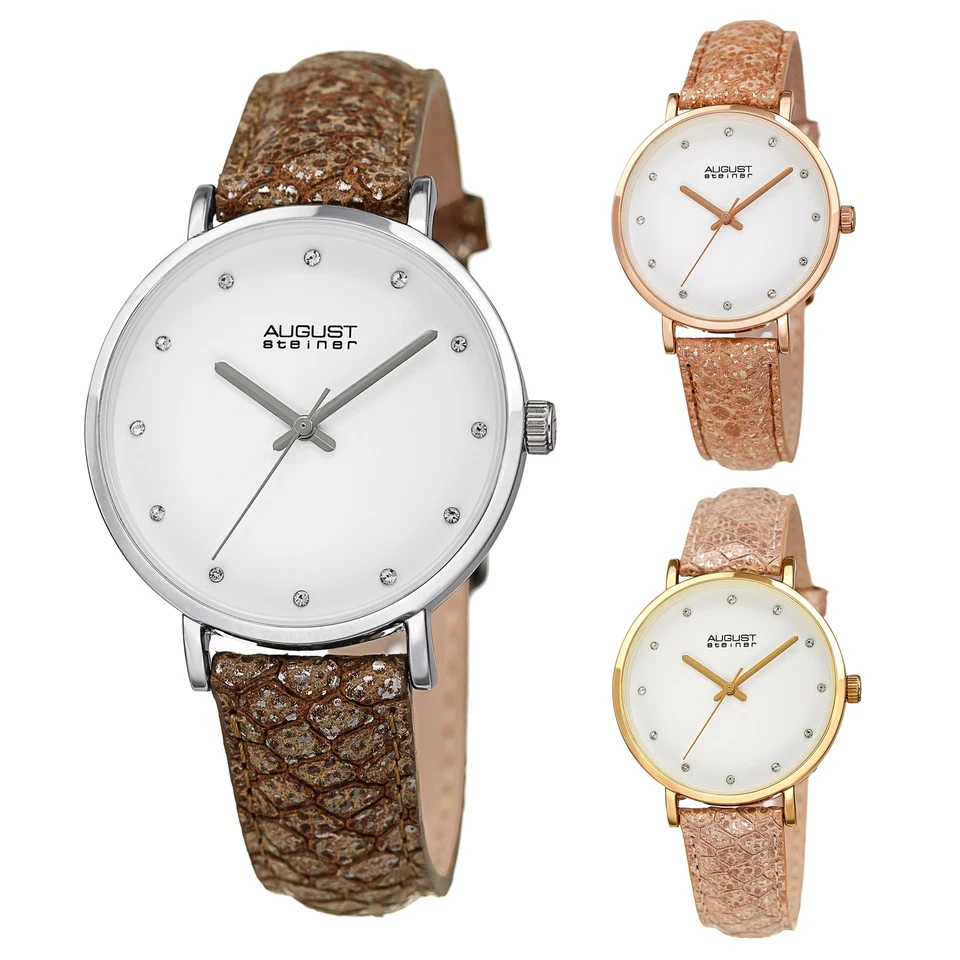 Women's August Steiner AS8258 Swarovski Markers Snakeskin Style Strap Watch - image 1 of 1
