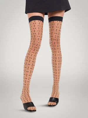 Wolford Dots halterlose Strümpfe transparent Punkte Tupfen Stay-up - Bild 1 von 4