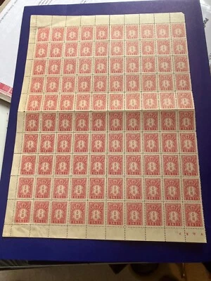 China ROC 1944 $1 Dull Rose postage Due stamp sheet of 100 Mint N/H NGAI  - Image 1 of 4