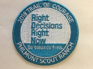 2018 Philmont Scout Ranch Be Tobacco Free patch Trail of Courage Right Decision - Picture 1 of 1