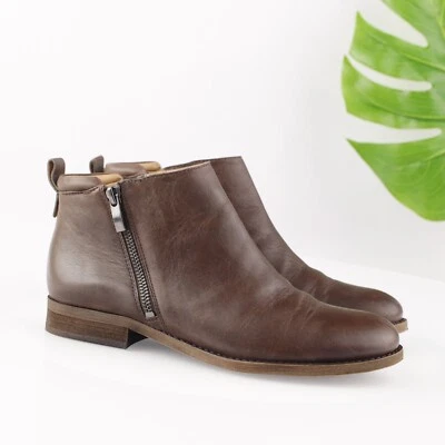 Franco Sarto Womens Keegan Boot Size 8 Brown Leather Zip Bootie Low Block Heel - Image 1 of 4