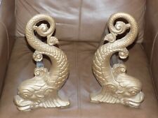 Vintage Pair of Dolphin Andirons for Fireplace